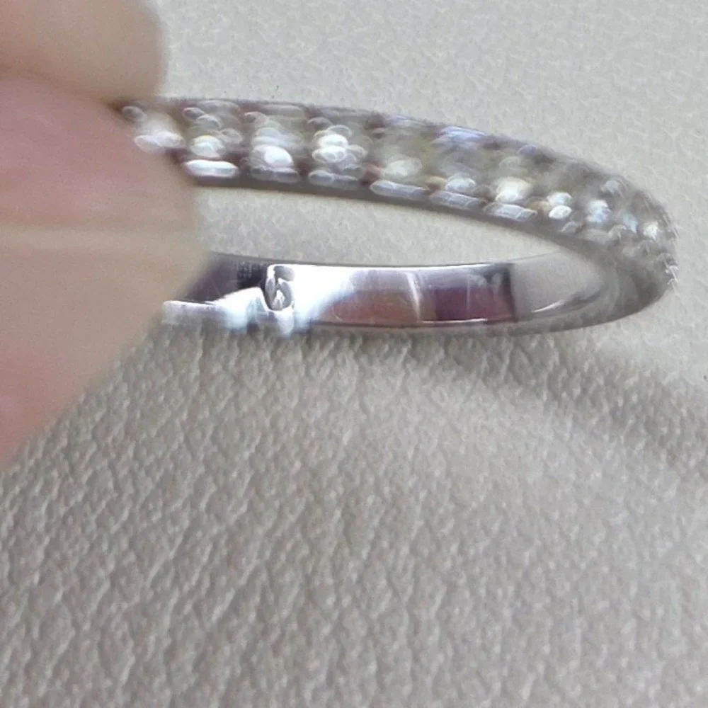 Silver Tone Cubic Zirconia Eternity Band Stackable Ring Size‎ 7
